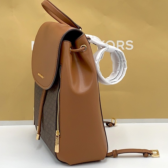MICHAEL KORS PHOEBE MEDIUM DRAWSTRING BACKPACK BROWN SIGNATURE COLOR - Picture 7 of 16